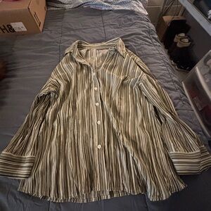 Apt. 9 Black and White Striped Button-Down Shirt